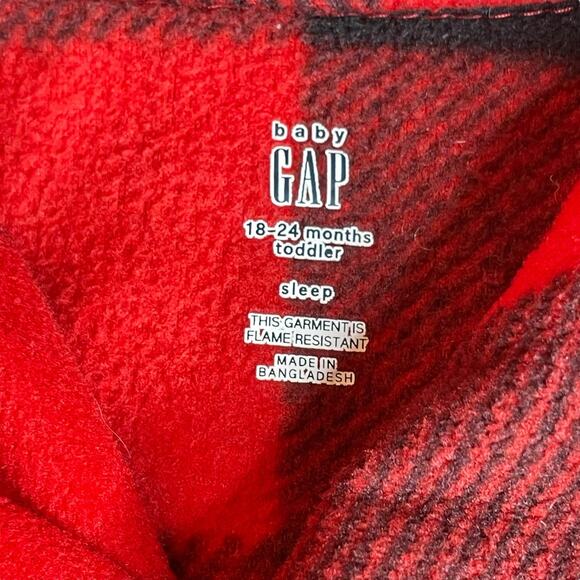 Baby Gap Pajamas 18-24 Months Set PJ Top Bottom Buffalo Plaid 2 pc Flannel Red - Picture 4 of 16